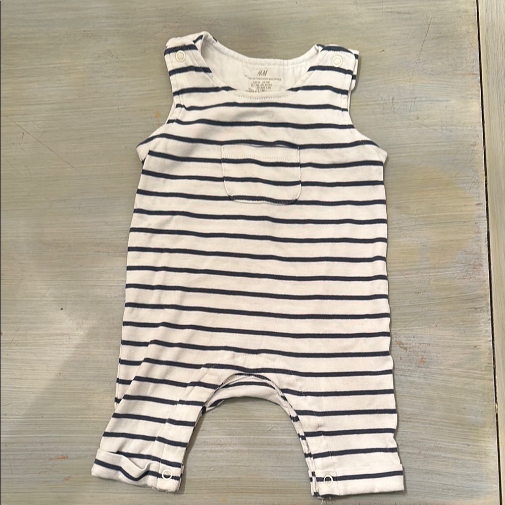 H&M Navy and White Striped Baby Romper